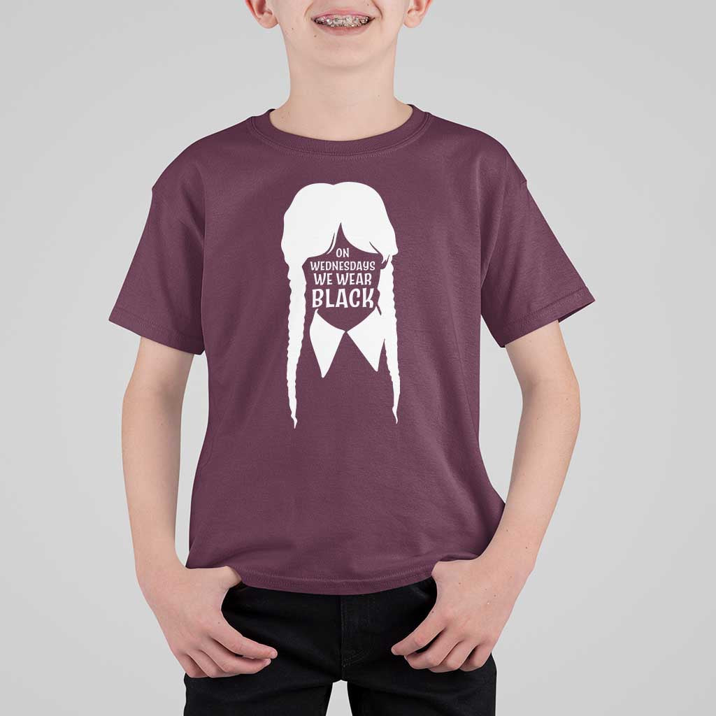On Wednesdays We Wear Black T Shirt For Kid Goth Halloween - Wonder Print Shop