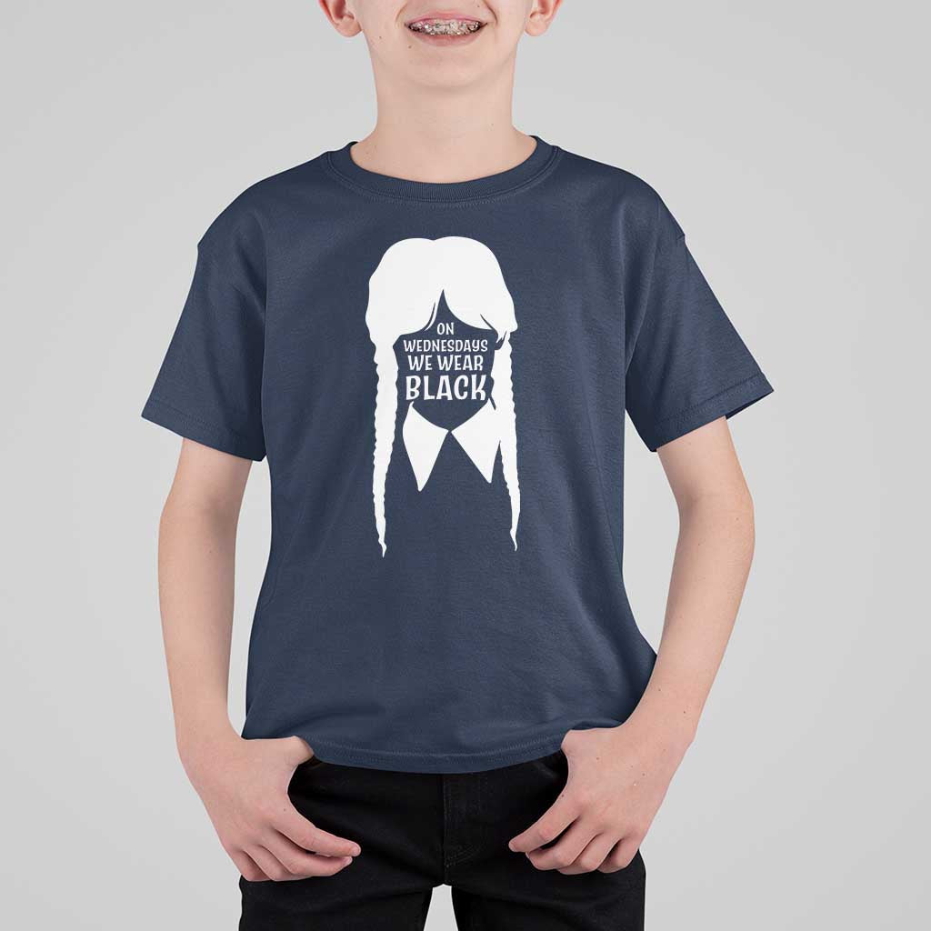 On Wednesdays We Wear Black T Shirt For Kid Goth Halloween - Wonder Print Shop