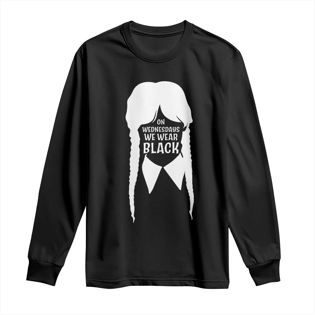 On Wednesdays We Wear Black Long Sleeve Shirt Goth Halloween - Wonder Print Shop
