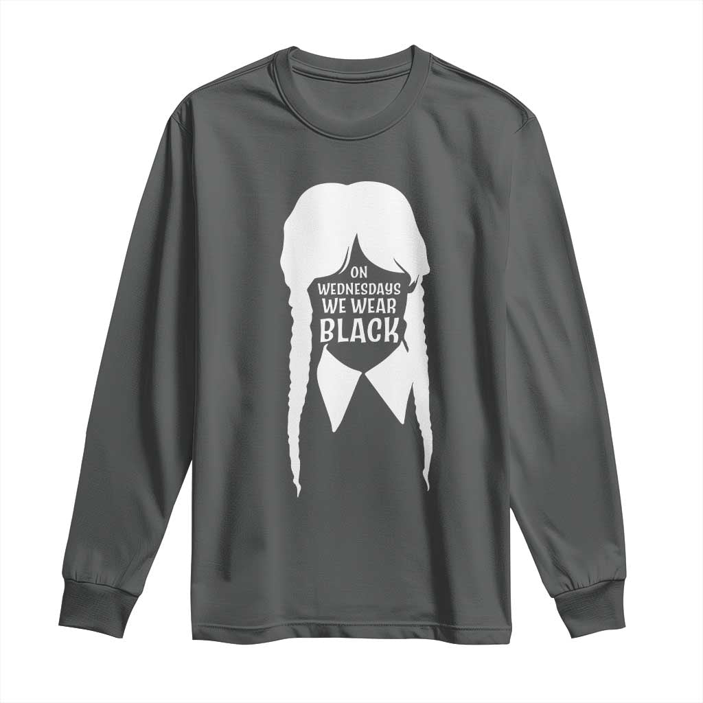 On Wednesdays We Wear Black Long Sleeve Shirt Goth Halloween - Wonder Print Shop