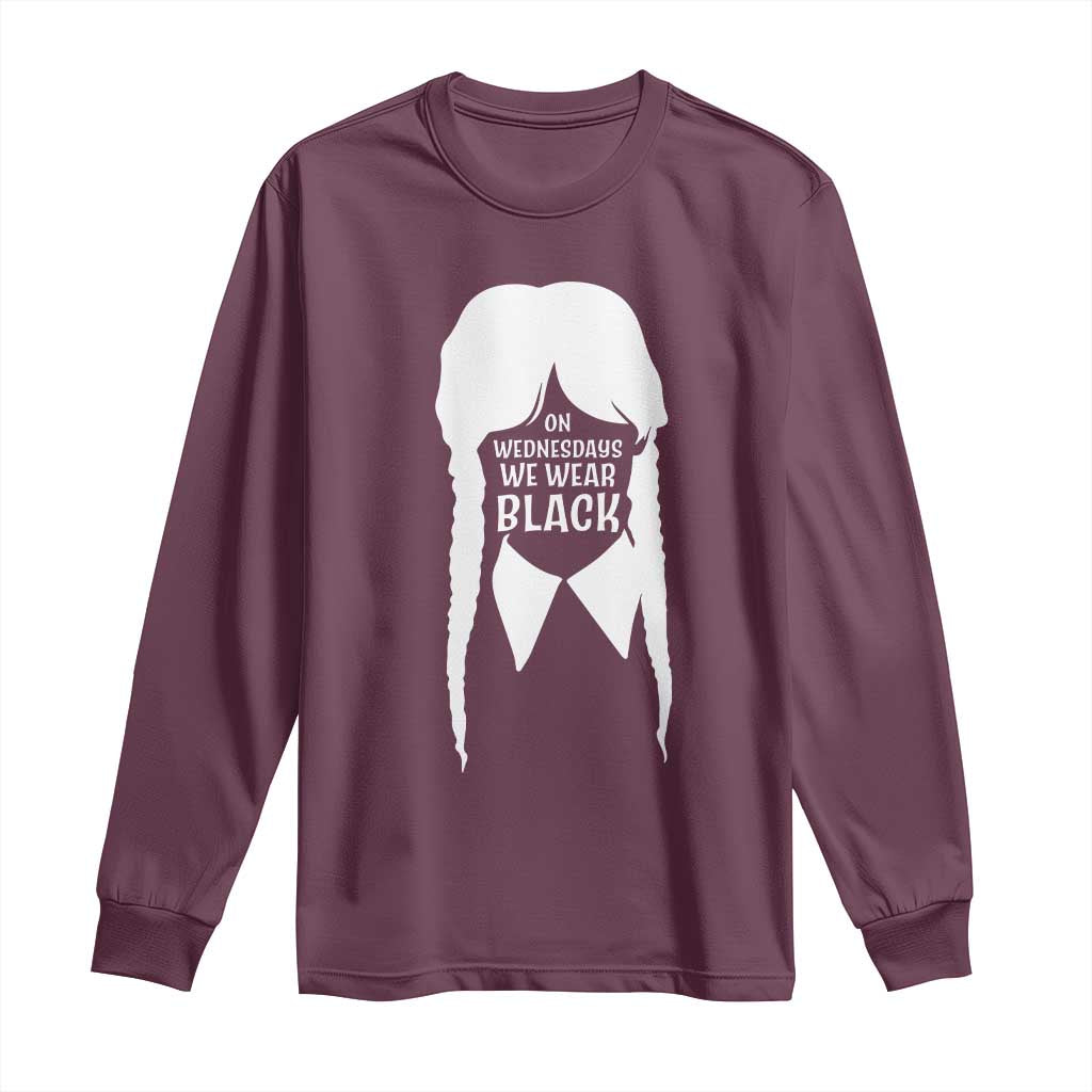 On Wednesdays We Wear Black Long Sleeve Shirt Goth Halloween - Wonder Print Shop