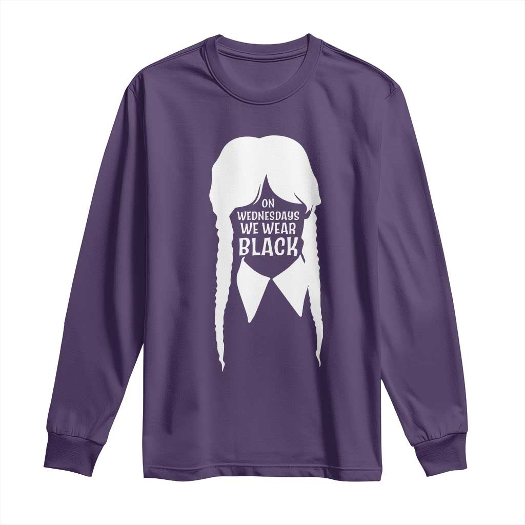 On Wednesdays We Wear Black Long Sleeve Shirt Goth Halloween - Wonder Print Shop