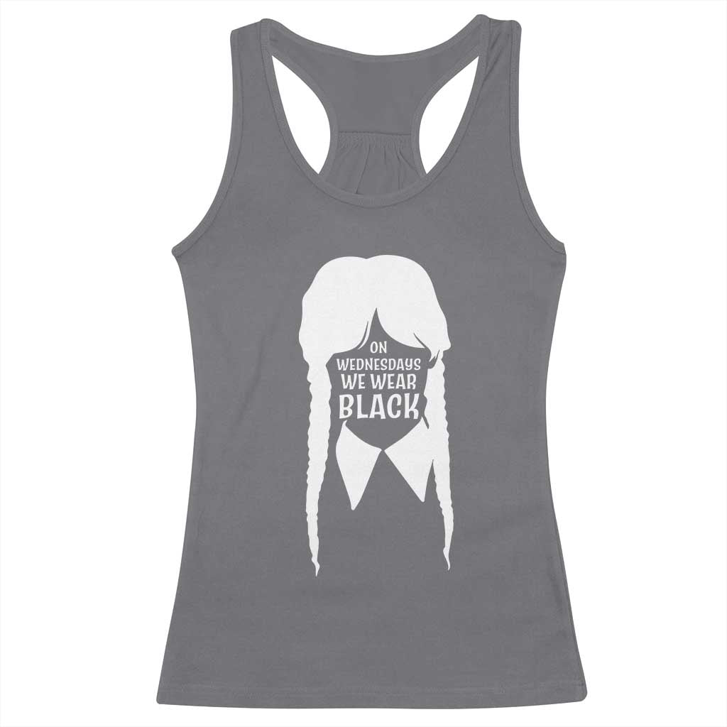 On Wednesdays We Wear Black Racerback Tank Top Goth Halloween - Wonder Print Shop