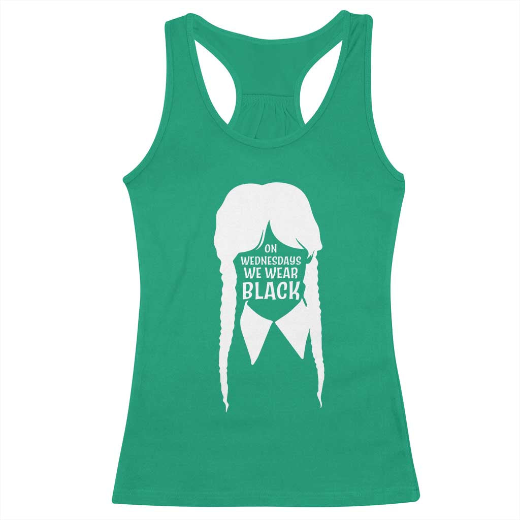 On Wednesdays We Wear Black Racerback Tank Top Goth Halloween - Wonder Print Shop