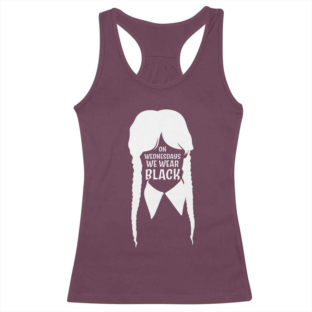 On Wednesdays We Wear Black Racerback Tank Top Goth Halloween - Wonder Print Shop