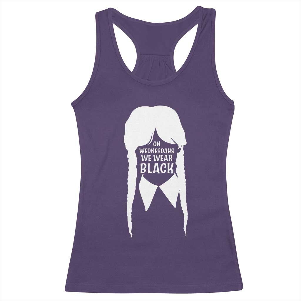 On Wednesdays We Wear Black Racerback Tank Top Goth Halloween - Wonder Print Shop