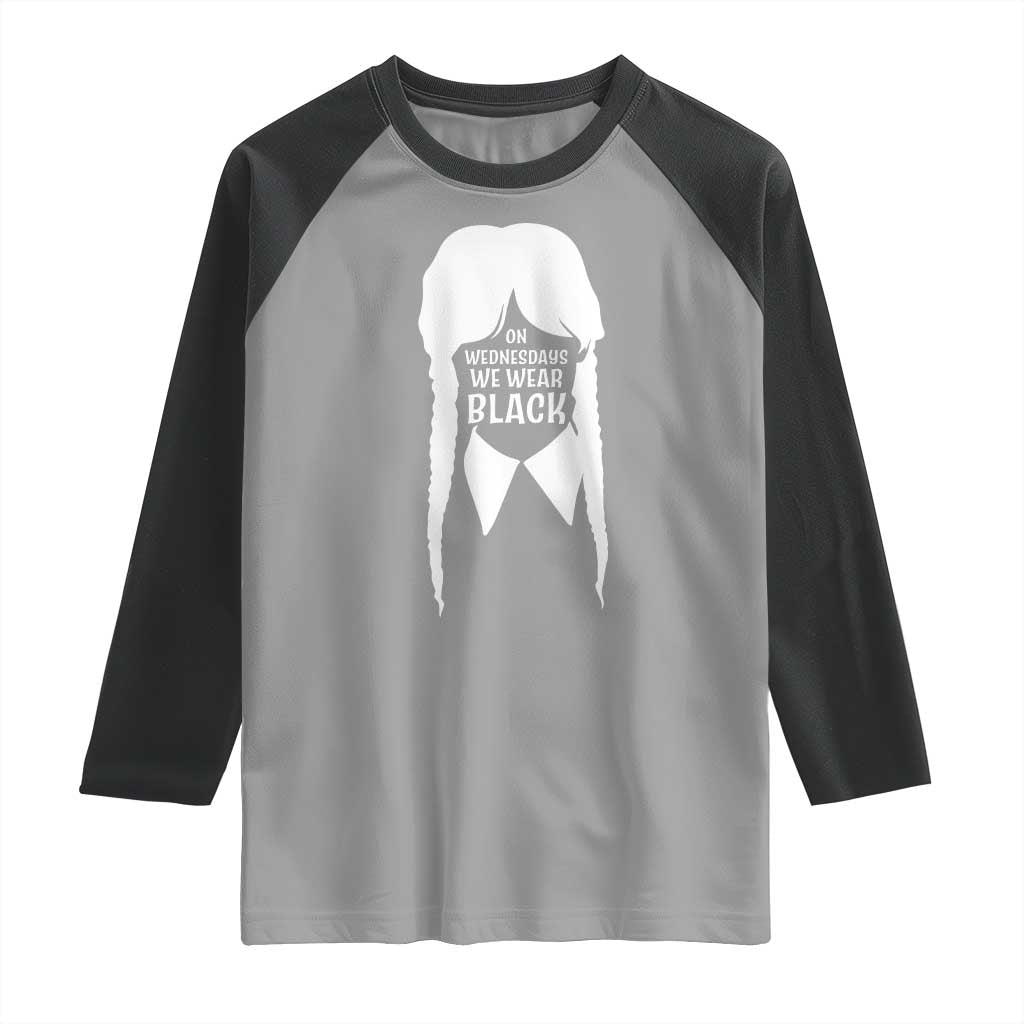 On Wednesdays We Wear Black Raglan Shirt Goth Halloween - Wonder Print Shop