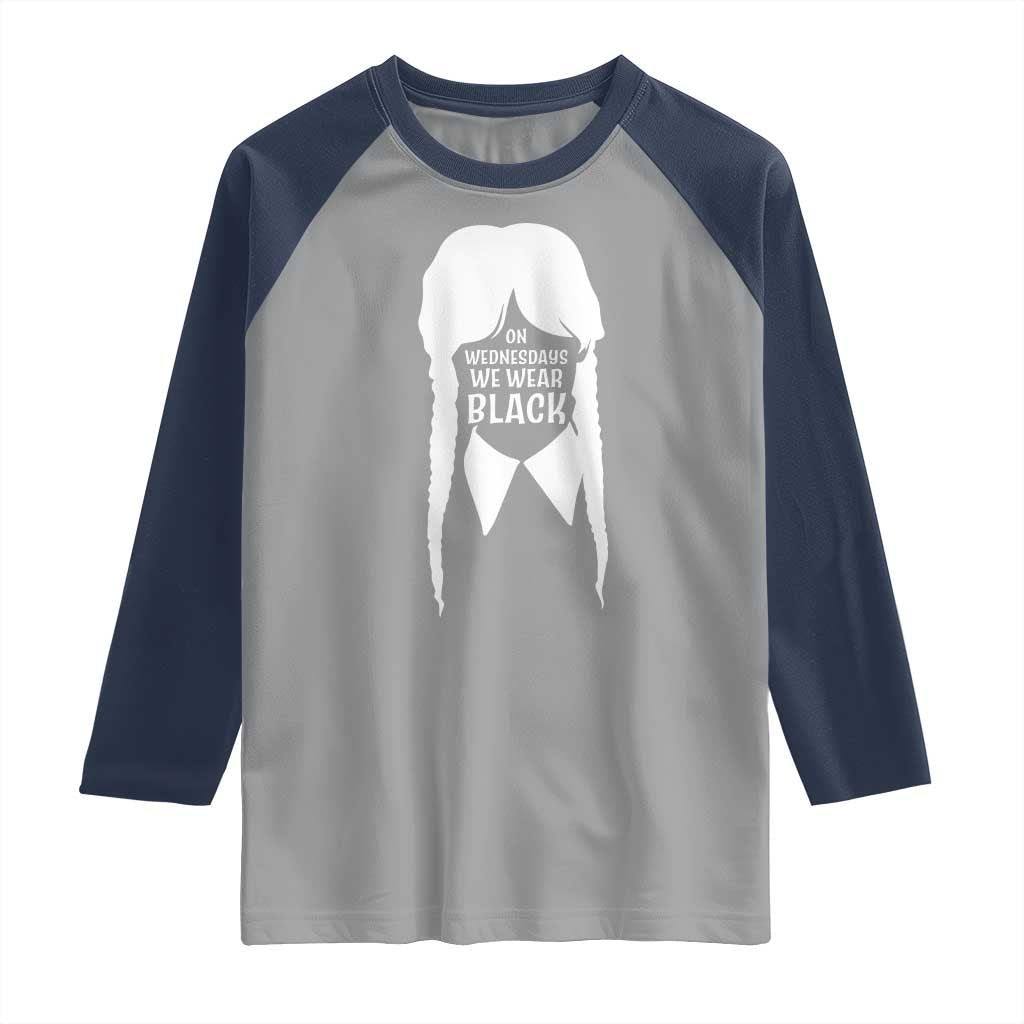 On Wednesdays We Wear Black Raglan Shirt Goth Halloween - Wonder Print Shop