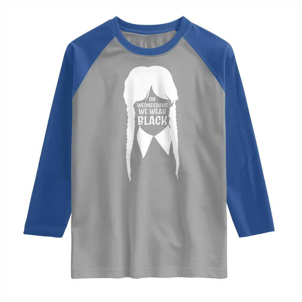 On Wednesdays We Wear Black Raglan Shirt Goth Halloween - Wonder Print Shop