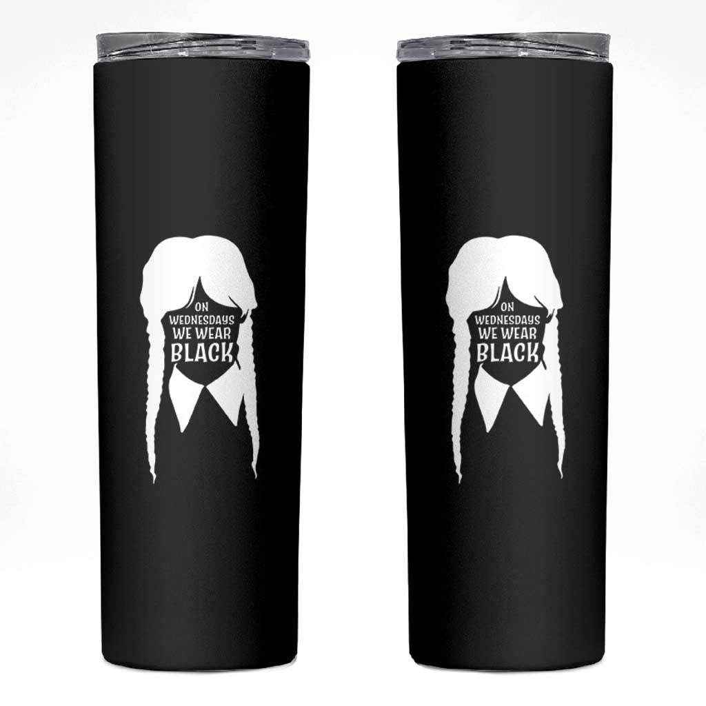 On Wednesdays We Wear Black Skinny Tumbler Goth Halloween - Wonder Print Shop
