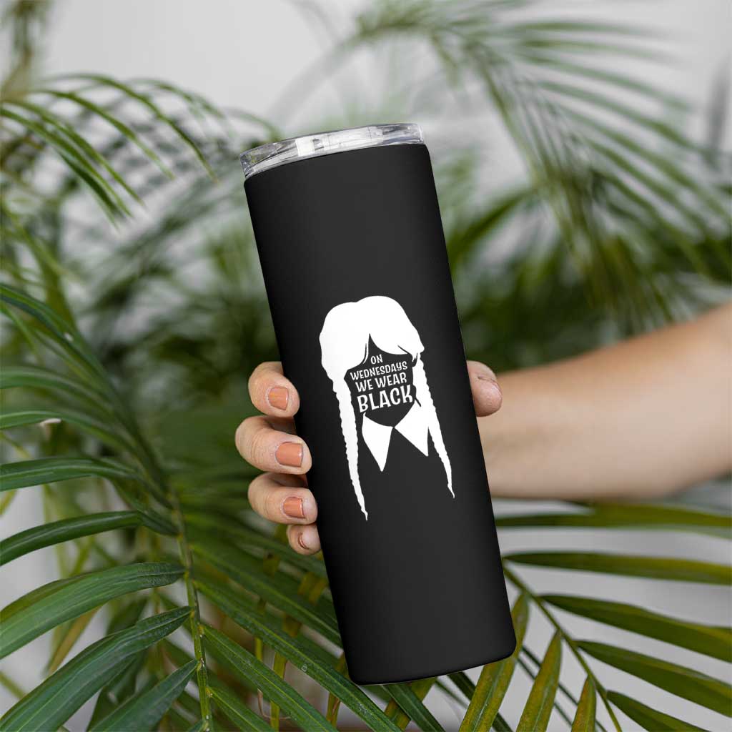 On Wednesdays We Wear Black Skinny Tumbler Goth Halloween - Wonder Print Shop