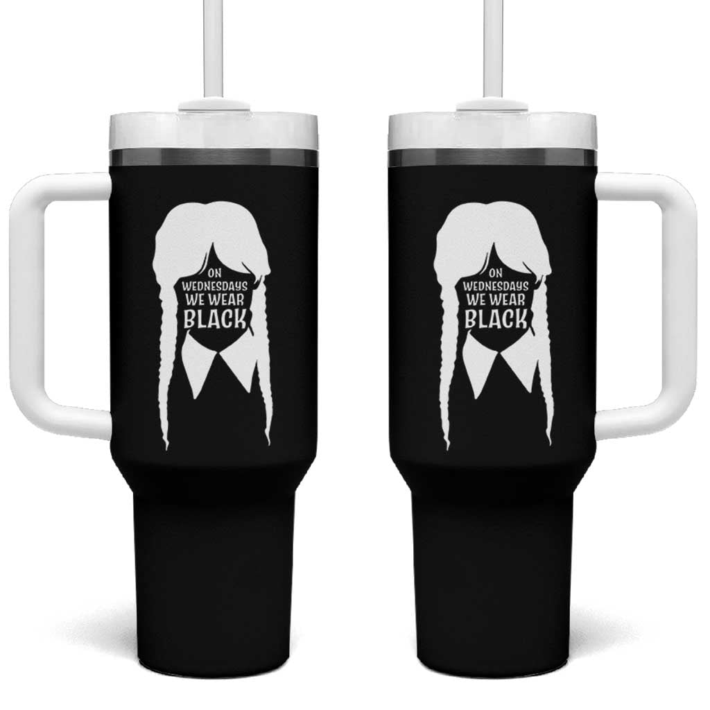 On Wednesdays We Wear Black Tumbler With Handle Goth Halloween - Wonder Print Shop