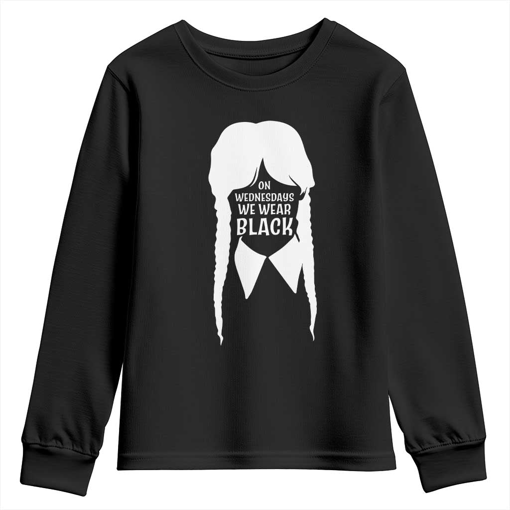 On Wednesdays We Wear Black Youth Sweatshirt Goth Halloween - Wonder Print Shop