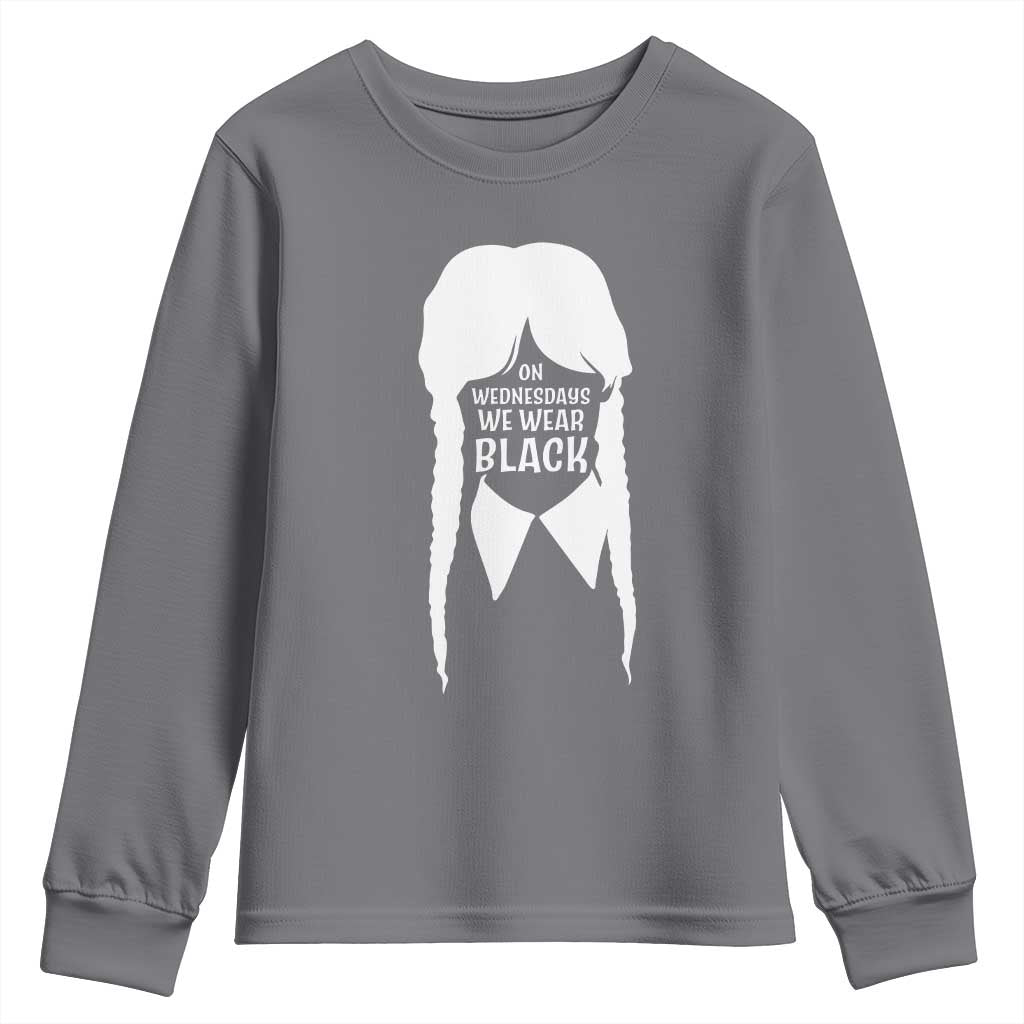 On Wednesdays We Wear Black Youth Sweatshirt Goth Halloween - Wonder Print Shop