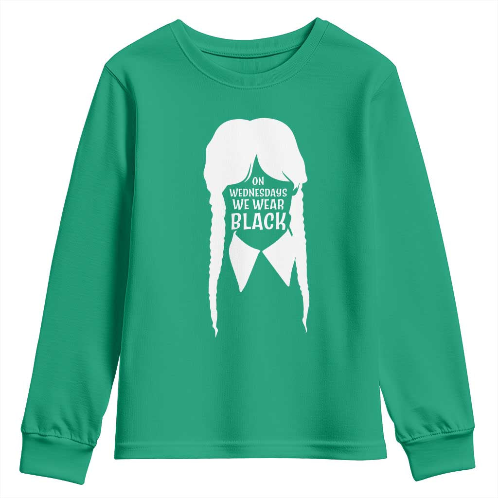 On Wednesdays We Wear Black Youth Sweatshirt Goth Halloween - Wonder Print Shop