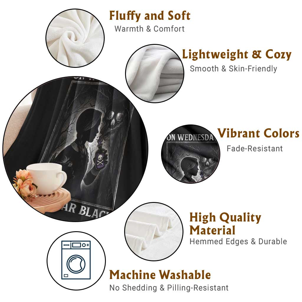 On Wednesdays We Wear Black Throw Blanket Tarot Card Goth Halloween - Wonder Print Shop