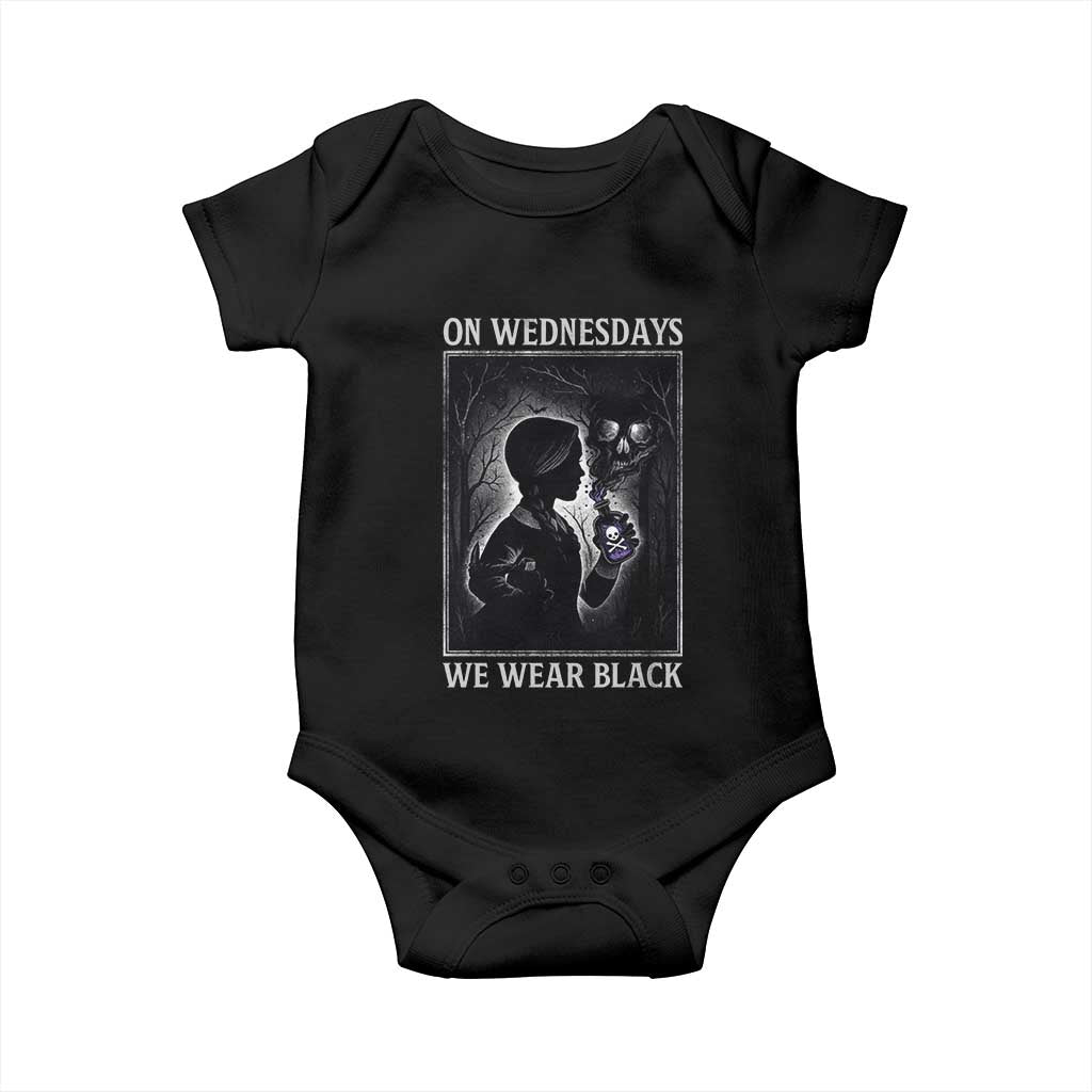 On Wednesdays We Wear Black Baby Onesie Tarot Card Goth Halloween - Wonder Print Shop