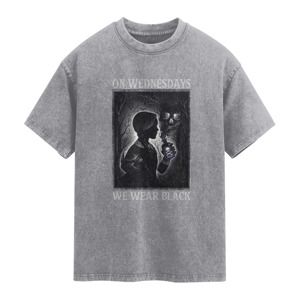 On Wednesdays We Wear Black Washed Cotton T-Shirt Tarot Card Goth Halloween