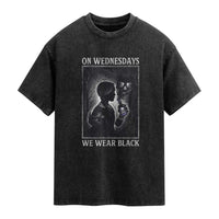 On Wednesdays We Wear Black Washed Cotton T-Shirt Tarot Card Goth Halloween