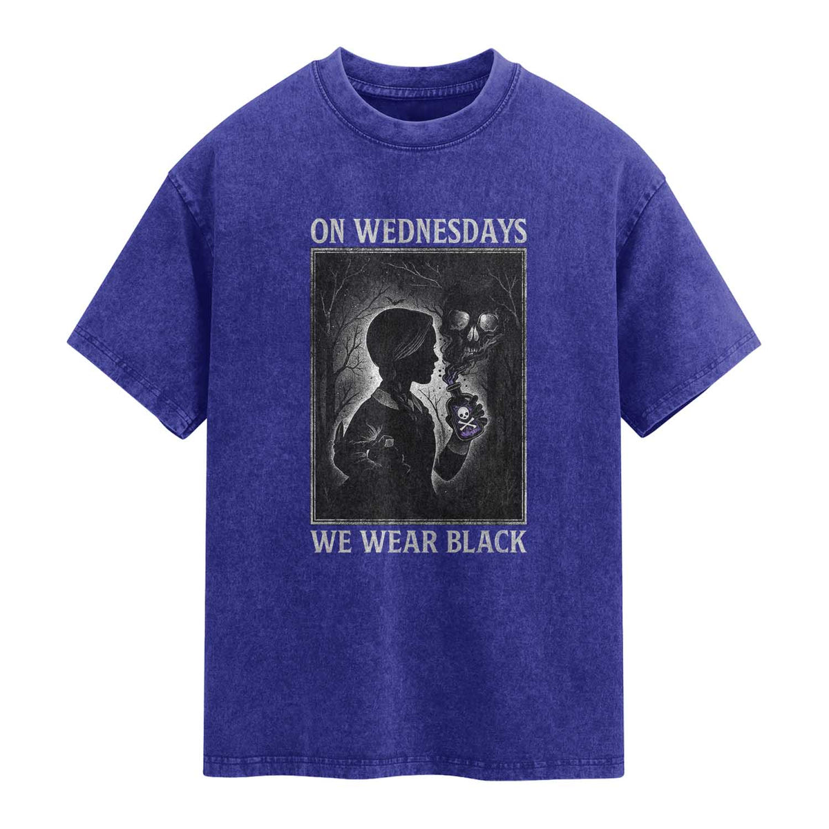 On Wednesdays We Wear Black Washed Cotton T-Shirt Tarot Card Goth Halloween