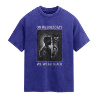 On Wednesdays We Wear Black Washed Cotton T-Shirt Tarot Card Goth Halloween
