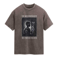 On Wednesdays We Wear Black Washed Cotton T-Shirt Tarot Card Goth Halloween