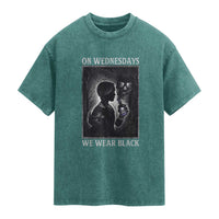 On Wednesdays We Wear Black Washed Cotton T-Shirt Tarot Card Goth Halloween