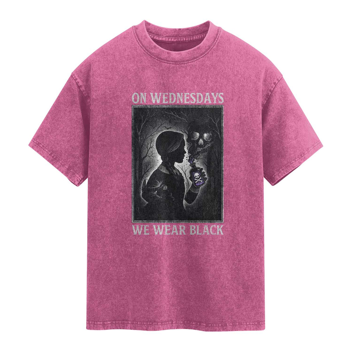 On Wednesdays We Wear Black Washed Cotton T-Shirt Tarot Card Goth Halloween