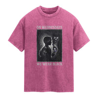 On Wednesdays We Wear Black Washed Cotton T-Shirt Tarot Card Goth Halloween