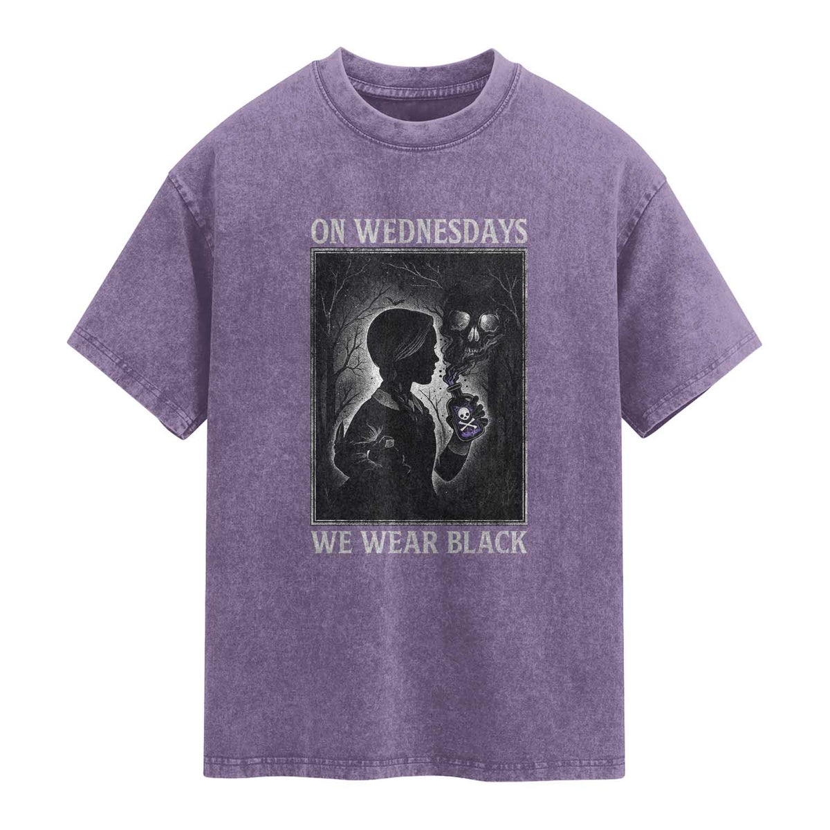 On Wednesdays We Wear Black Washed Cotton T-Shirt Tarot Card Goth Halloween