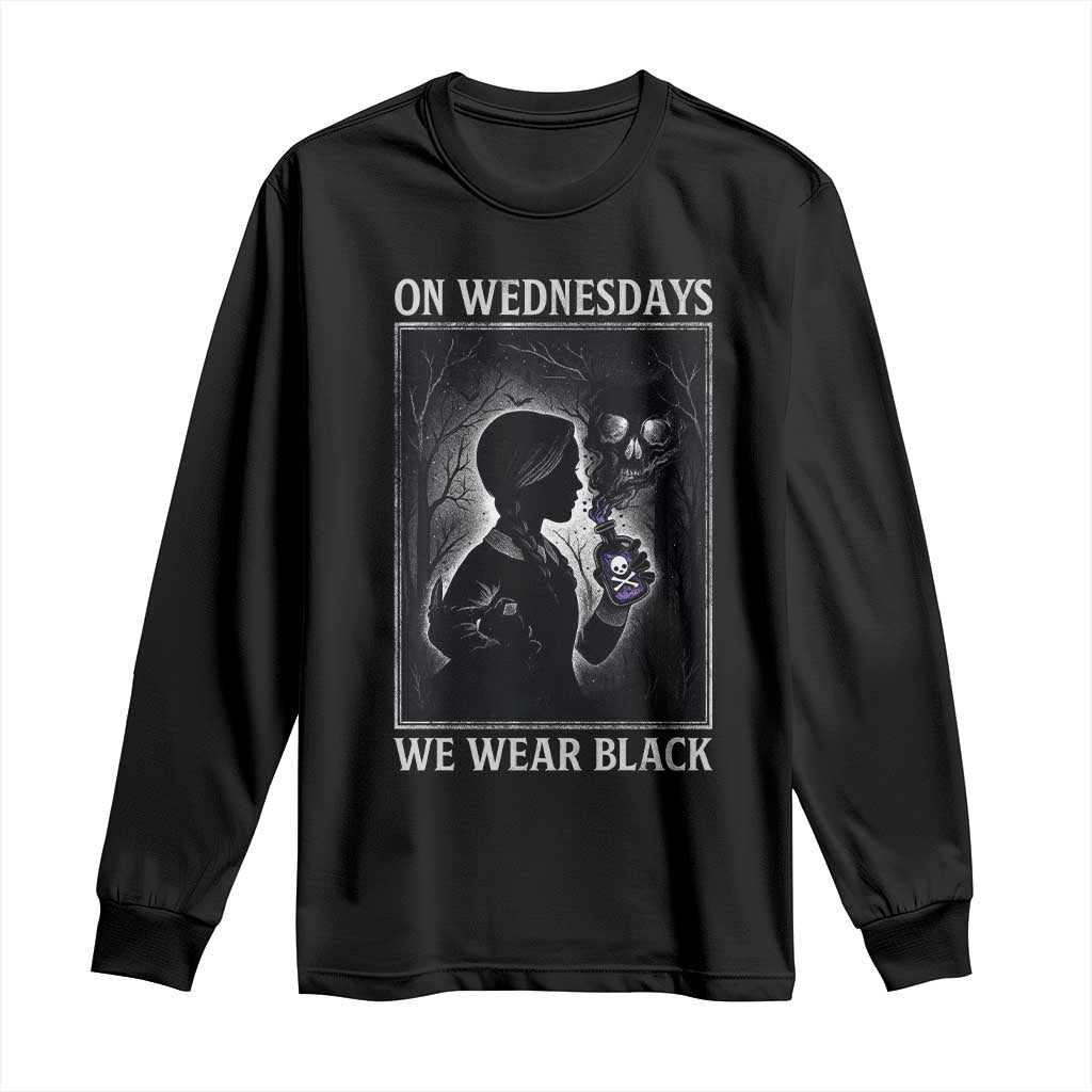 On Wednesdays We Wear Black Long Sleeve Shirt Tarot Card Goth Halloween - Wonder Print Shop