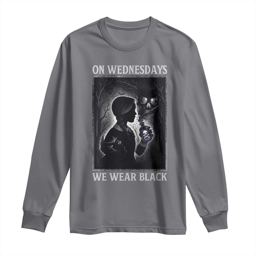 On Wednesdays We Wear Black Long Sleeve Shirt Tarot Card Goth Halloween - Wonder Print Shop