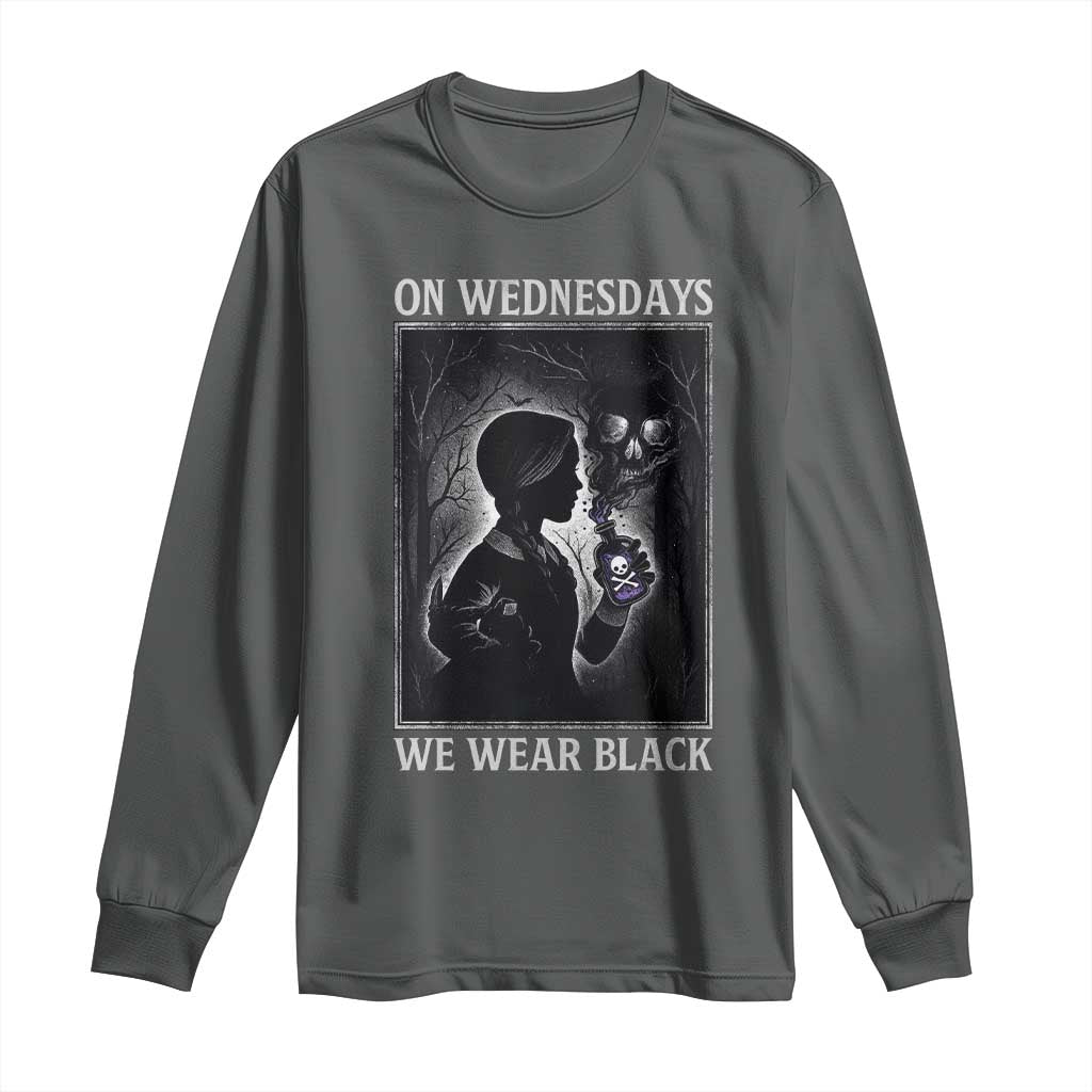 On Wednesdays We Wear Black Long Sleeve Shirt Tarot Card Goth Halloween - Wonder Print Shop