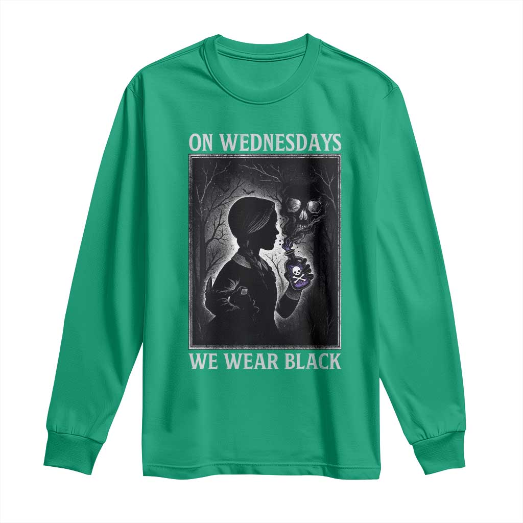 On Wednesdays We Wear Black Long Sleeve Shirt Tarot Card Goth Halloween - Wonder Print Shop