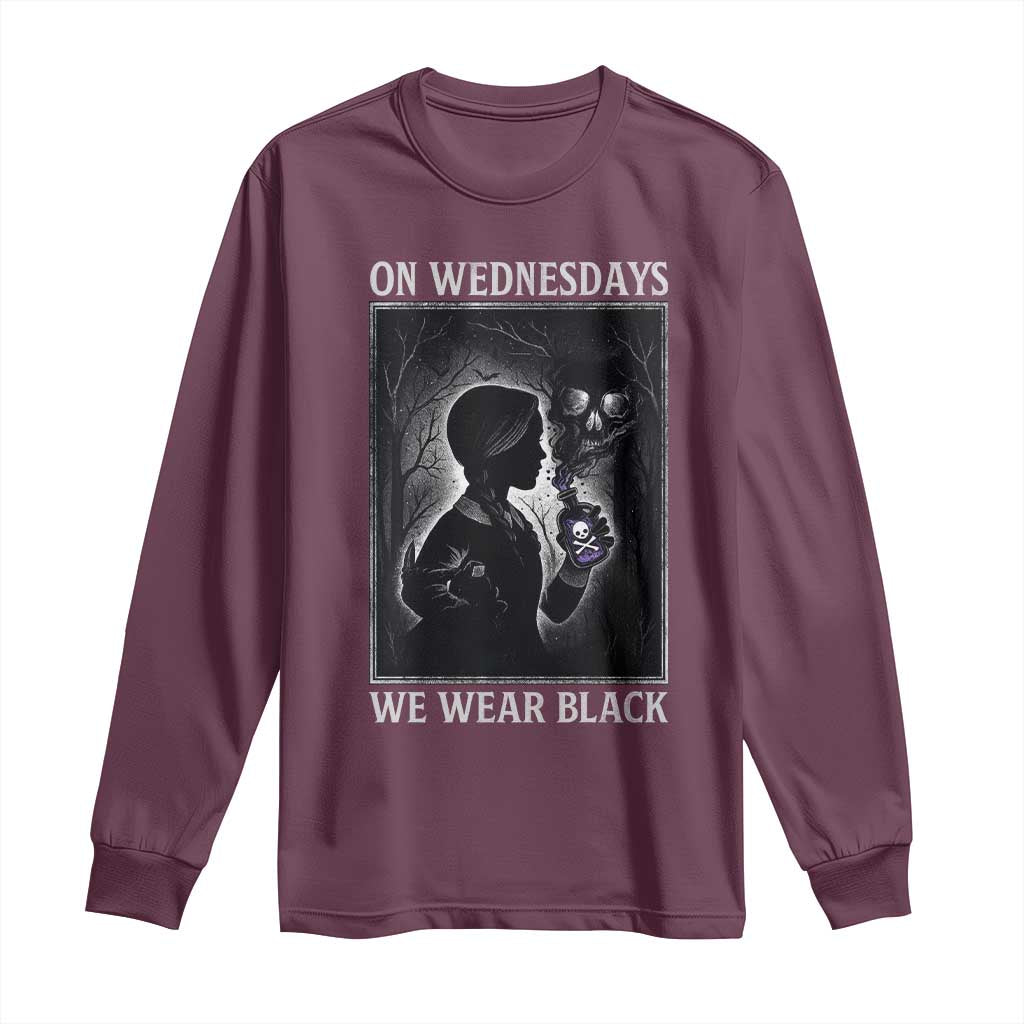 On Wednesdays We Wear Black Long Sleeve Shirt Tarot Card Goth Halloween - Wonder Print Shop