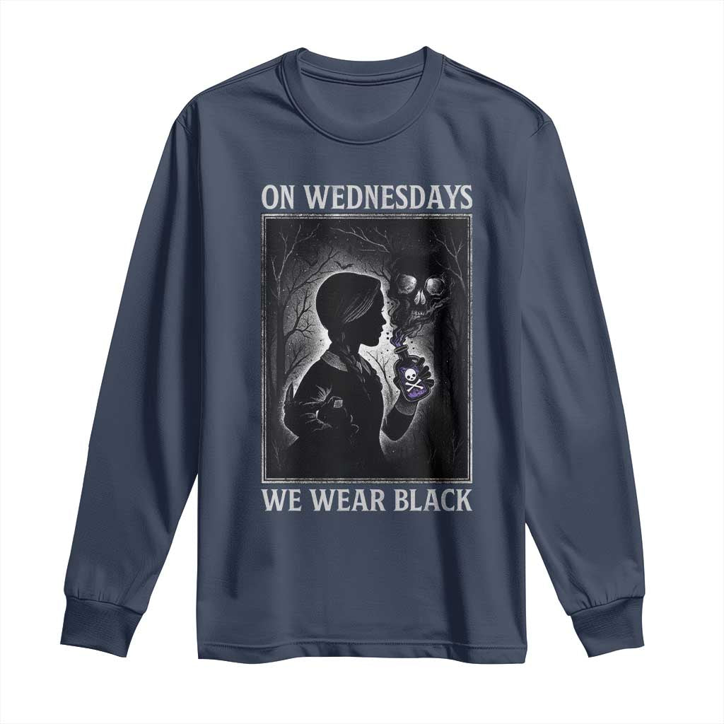 On Wednesdays We Wear Black Long Sleeve Shirt Tarot Card Goth Halloween - Wonder Print Shop
