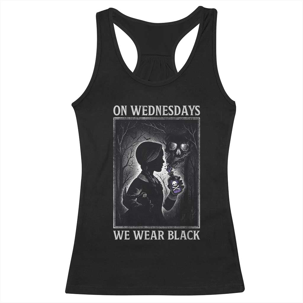 On Wednesdays We Wear Black Racerback Tank Top Tarot Card Goth Halloween - Wonder Print Shop