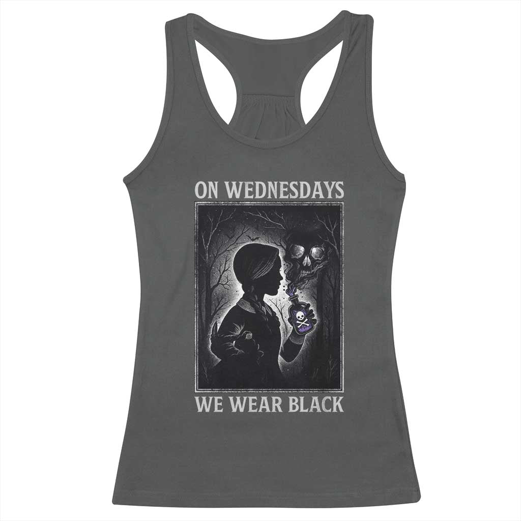 On Wednesdays We Wear Black Racerback Tank Top Tarot Card Goth Halloween - Wonder Print Shop