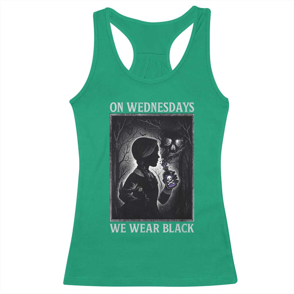 On Wednesdays We Wear Black Racerback Tank Top Tarot Card Goth Halloween - Wonder Print Shop