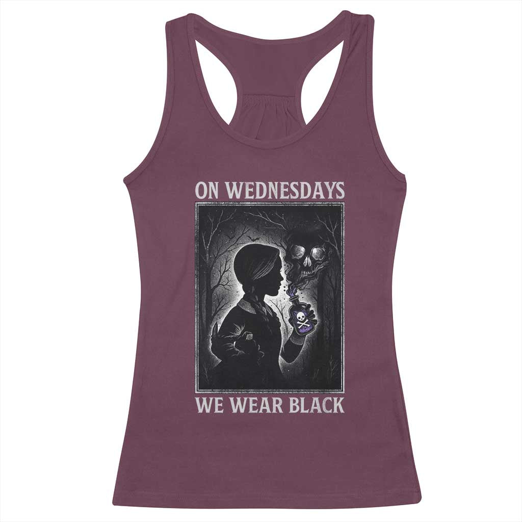 On Wednesdays We Wear Black Racerback Tank Top Tarot Card Goth Halloween - Wonder Print Shop