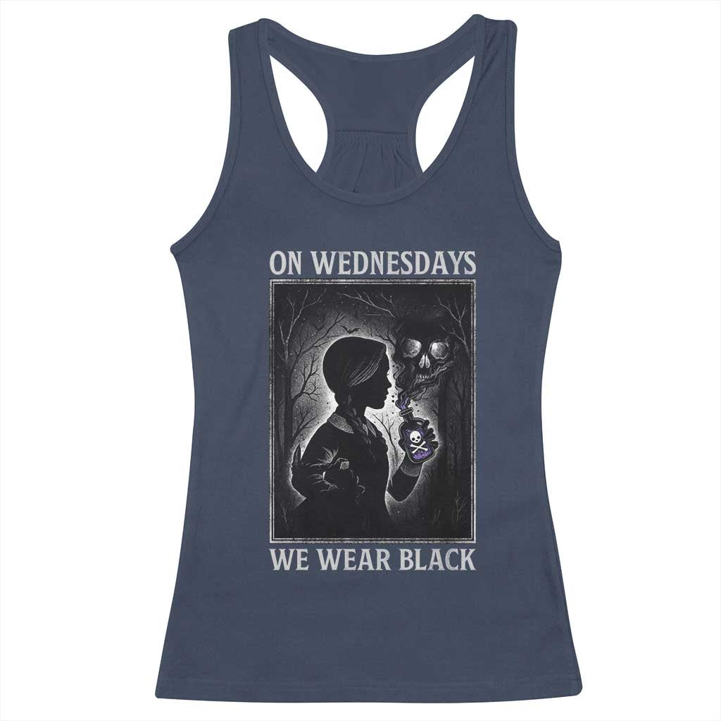 On Wednesdays We Wear Black Racerback Tank Top Tarot Card Goth Halloween - Wonder Print Shop