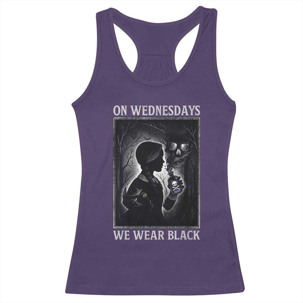 On Wednesdays We Wear Black Racerback Tank Top Tarot Card Goth Halloween - Wonder Print Shop