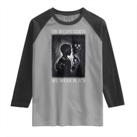 On Wednesdays We Wear Black Raglan Shirt Tarot Card Goth Halloween - Wonder Print Shop