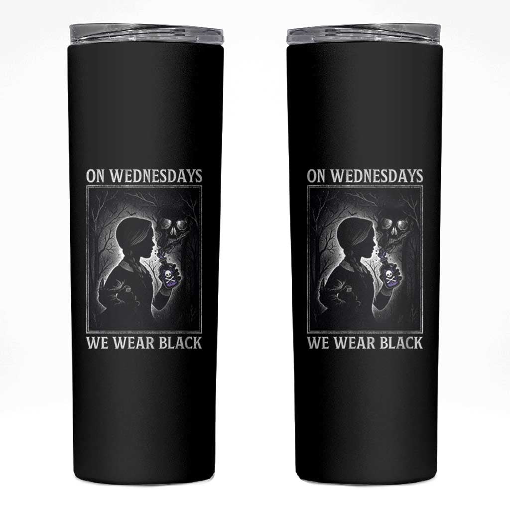 On Wednesdays We Wear Black Skinny Tumbler Tarot Card Goth Halloween - Wonder Print Shop