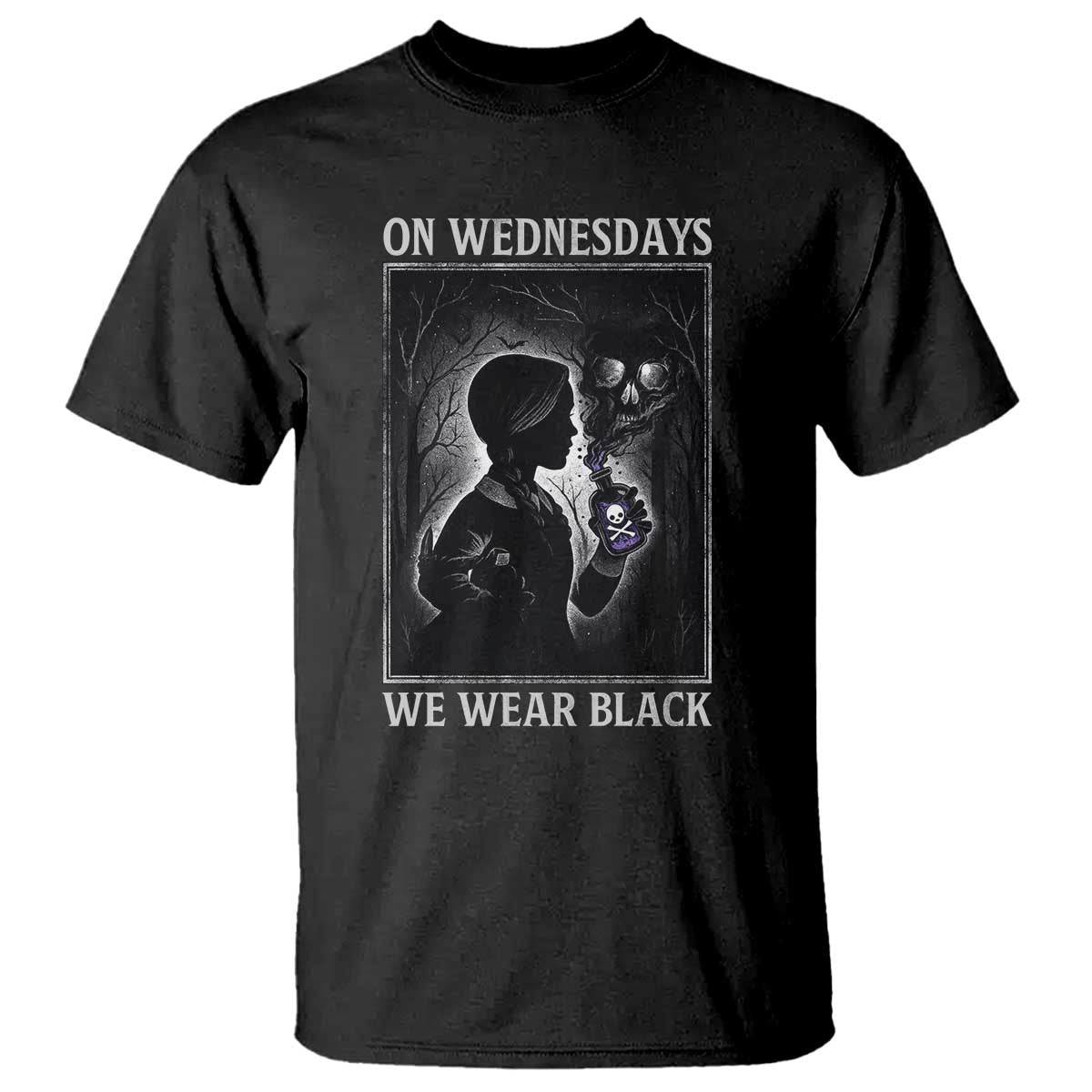 On Wednesdays We Wear Black T Shirt Tarot Card Goth Halloween - Wonder Print Shop