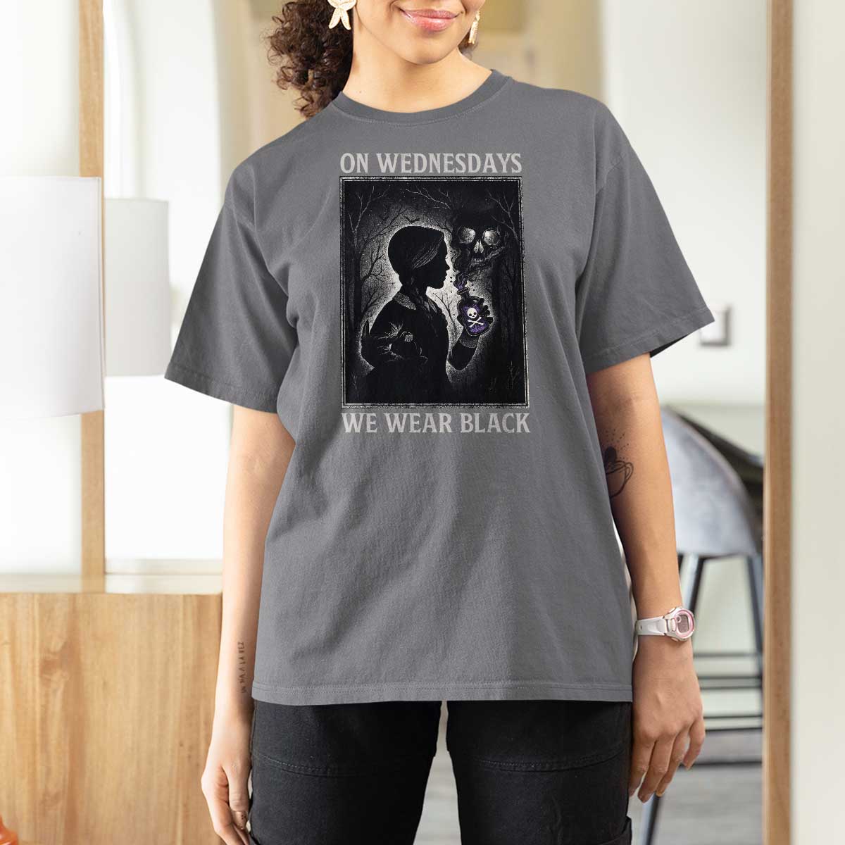 On Wednesdays We Wear Black T Shirt For Women Tarot Card Goth Halloween - Wonder Print Shop