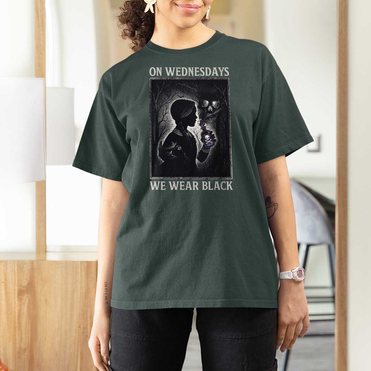 On Wednesdays We Wear Black T Shirt For Women Tarot Card Goth Halloween - Wonder Print Shop