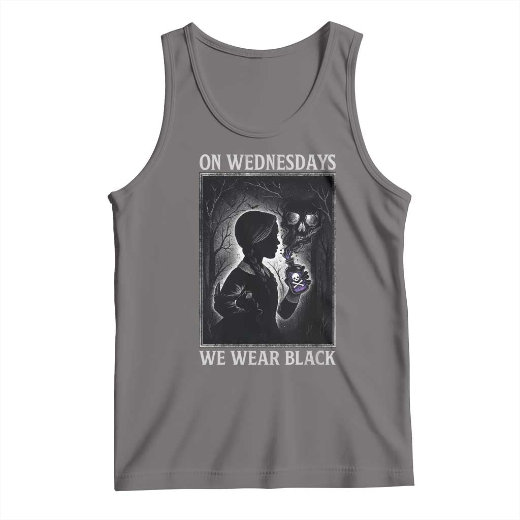 On Wednesdays We Wear Black Tank Top Tarot Card Goth Halloween - Wonder Print Shop