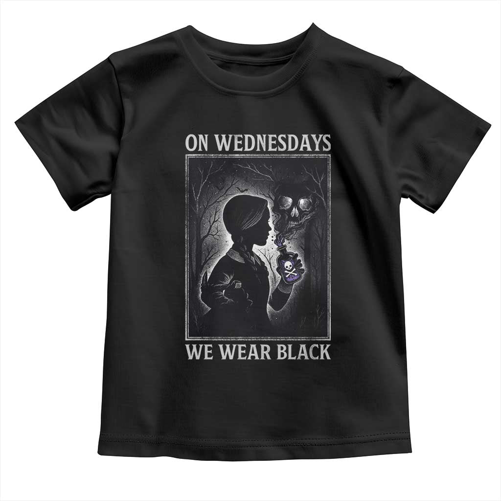 On Wednesdays We Wear Black Toddler T Shirt Tarot Card Goth Halloween - Wonder Print Shop
