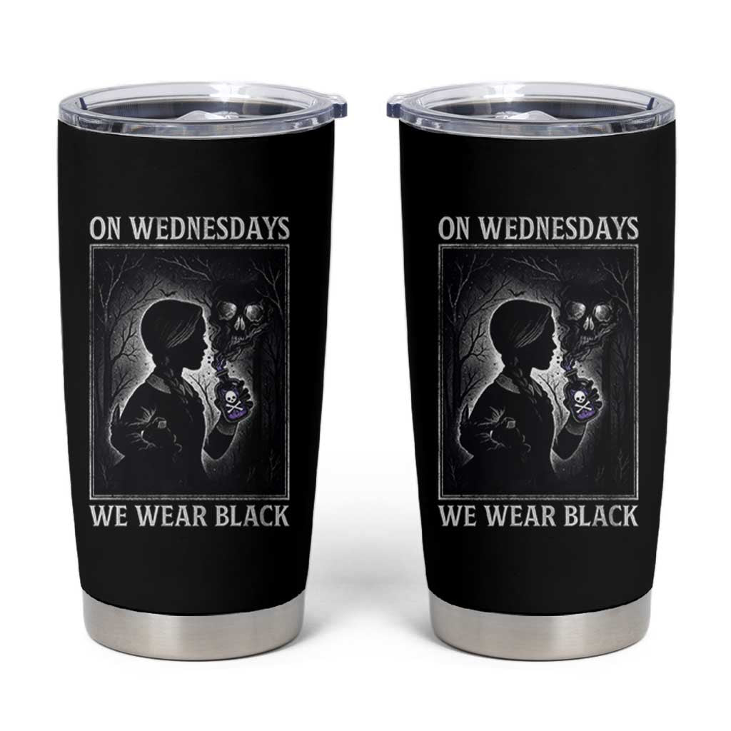 On Wednesdays We Wear Black Tumbler Cup Tarot Card Goth Halloween - Wonder Print Shop